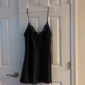 NWT Victoria's secret sexy black satin slip adjustable straps split side lace